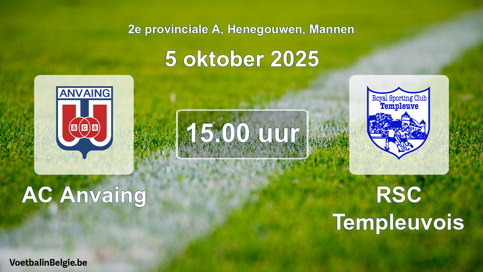 Scheduled match men football: AC Anvaing - RSC Templeuvois (5 October 2025)