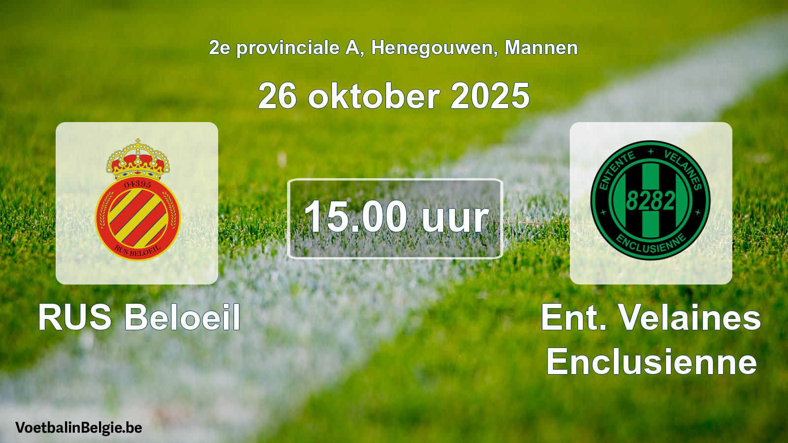 Scheduled match men football: RUS Beloeil - Ent. Velaines Enclusienne (26 October 2025)