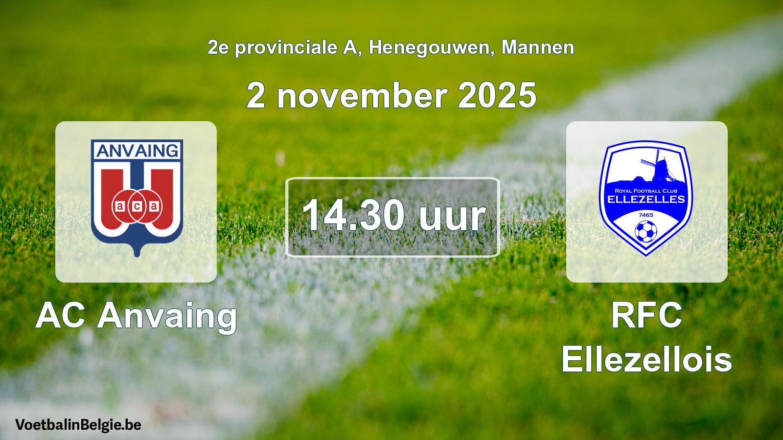 Scheduled match men football: AC Anvaing - RFC Ellezellois (2 November 2025)