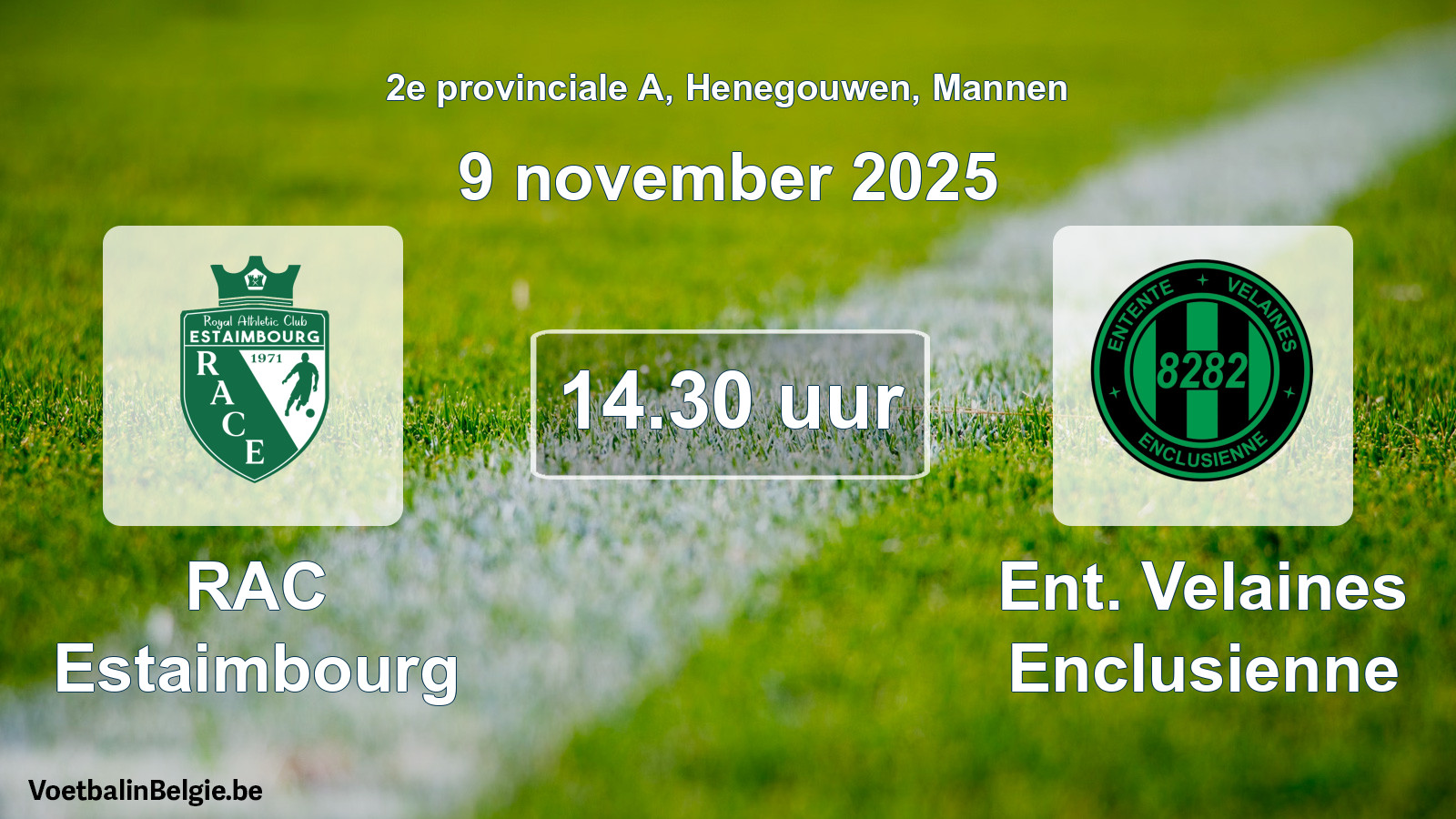 Scheduled match men football: RAC Estaimbourg - Ent. Velaines Enclusienne (9 November 2025)