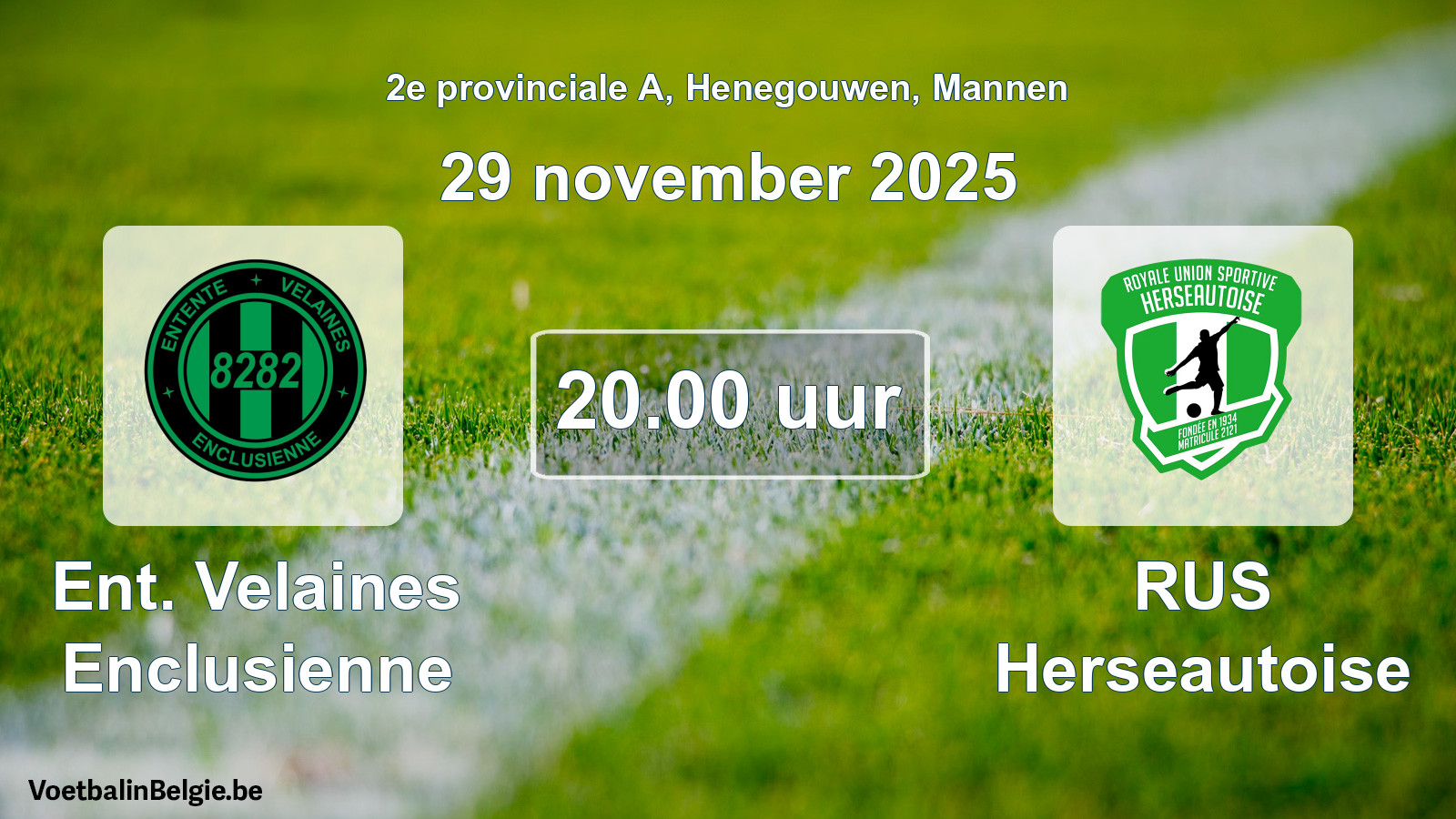 Geplande wedstrijd mannenvoetbal: Ent. Velaines Enclusienne - RUS Herseautoise (29 november 2025)