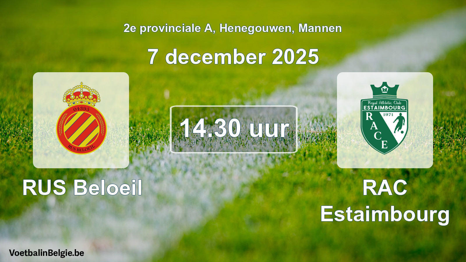 Geplande wedstrijd mannenvoetbal: RUS Beloeil - RAC Estaimbourg (7 december 2025)