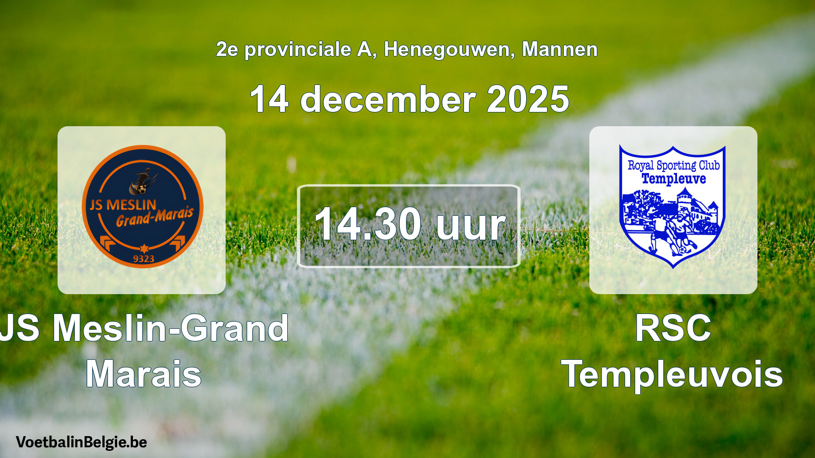 Scheduled match men football: JS Meslin-Grand Marais - RSC Templeuvois (14 December 2025)