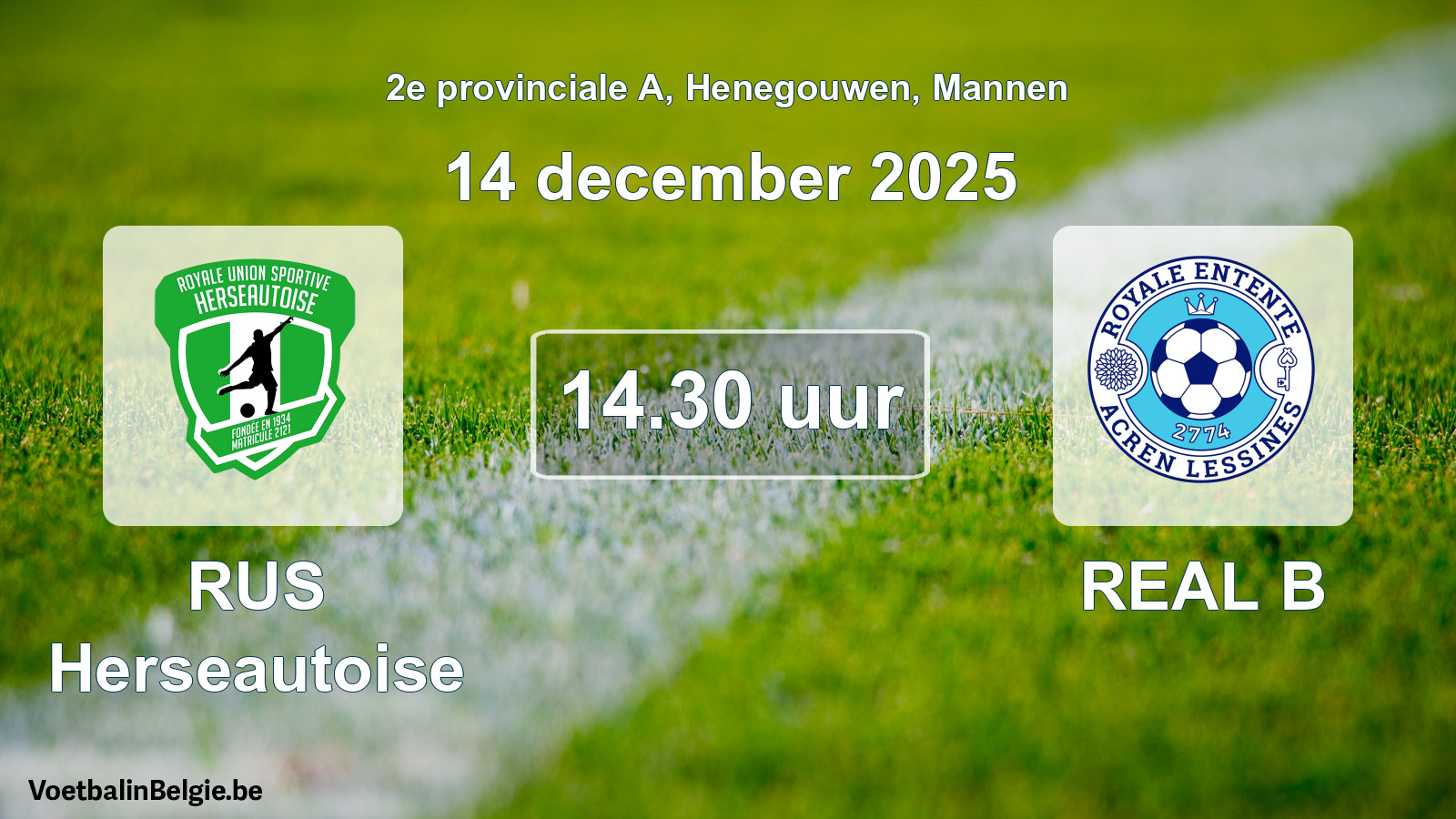 Geplande wedstrijd mannenvoetbal: RUS Herseautoise - REAL B (14 december 2025)