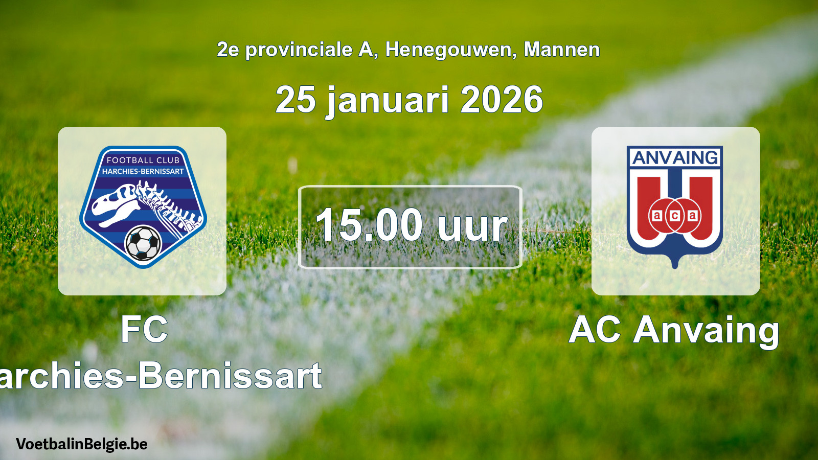 Scheduled match men football: FC Harchies-Bernissart - AC Anvaing (25 January 2026)