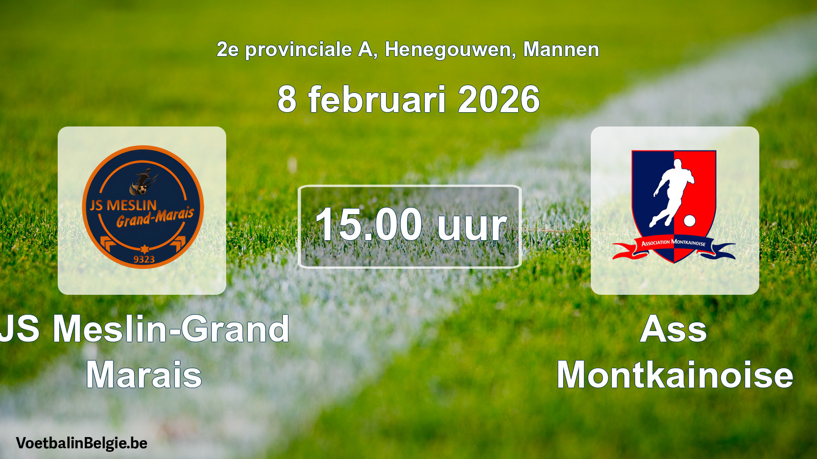 Scheduled match men football: JS Meslin-Grand Marais - Ass Montkainoise (8 February 2026)