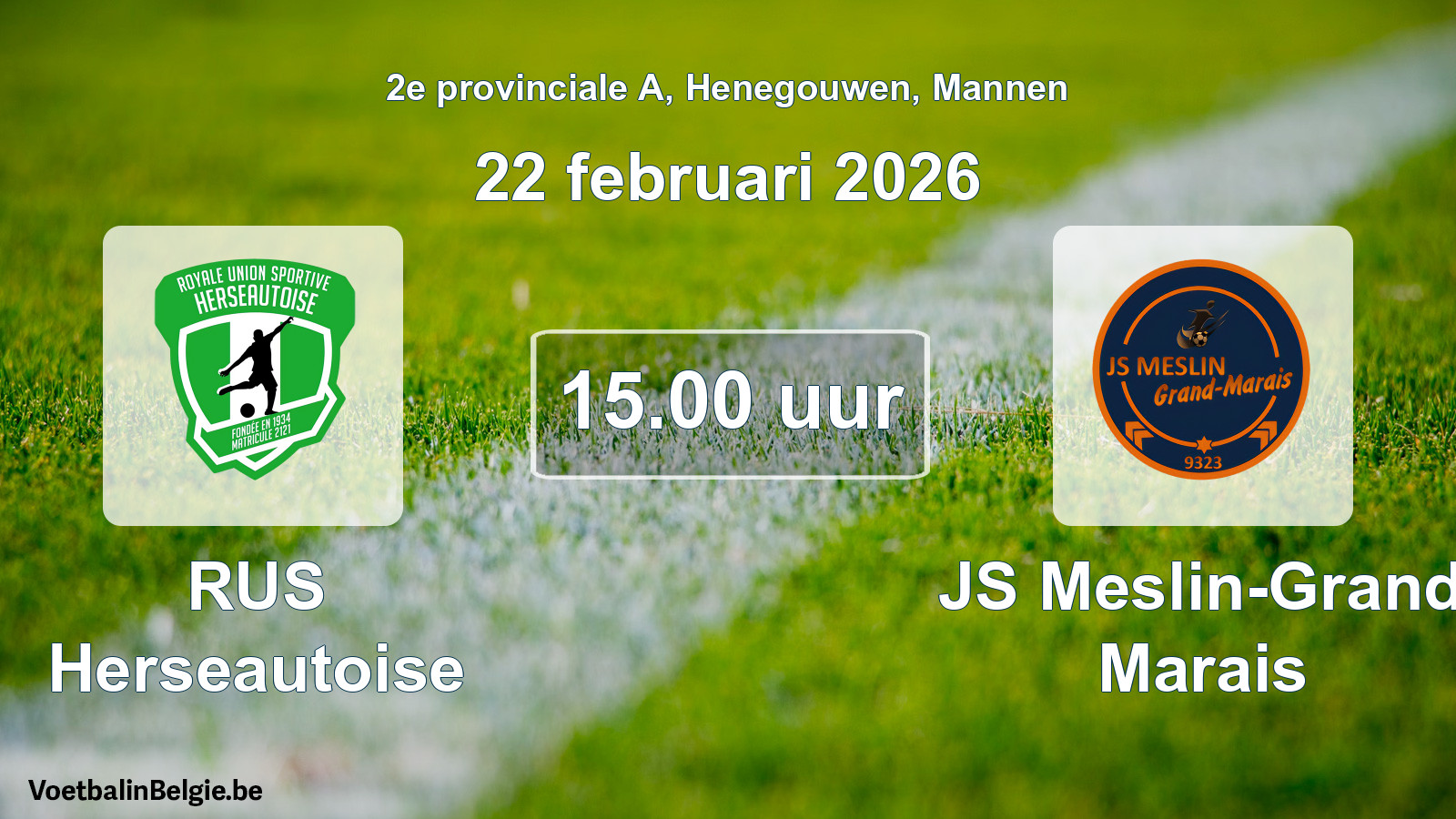 Scheduled match men football: RUS Herseautoise - JS Meslin-Grand Marais (22 February 2026)
