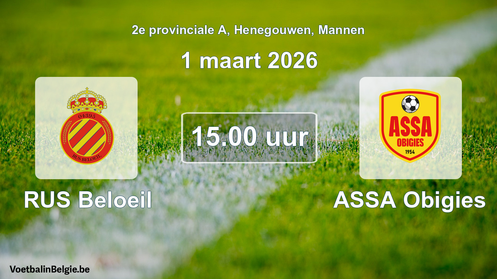 Scheduled match men football: RUS Beloeil - ASSA Obigies (1 March 2026)