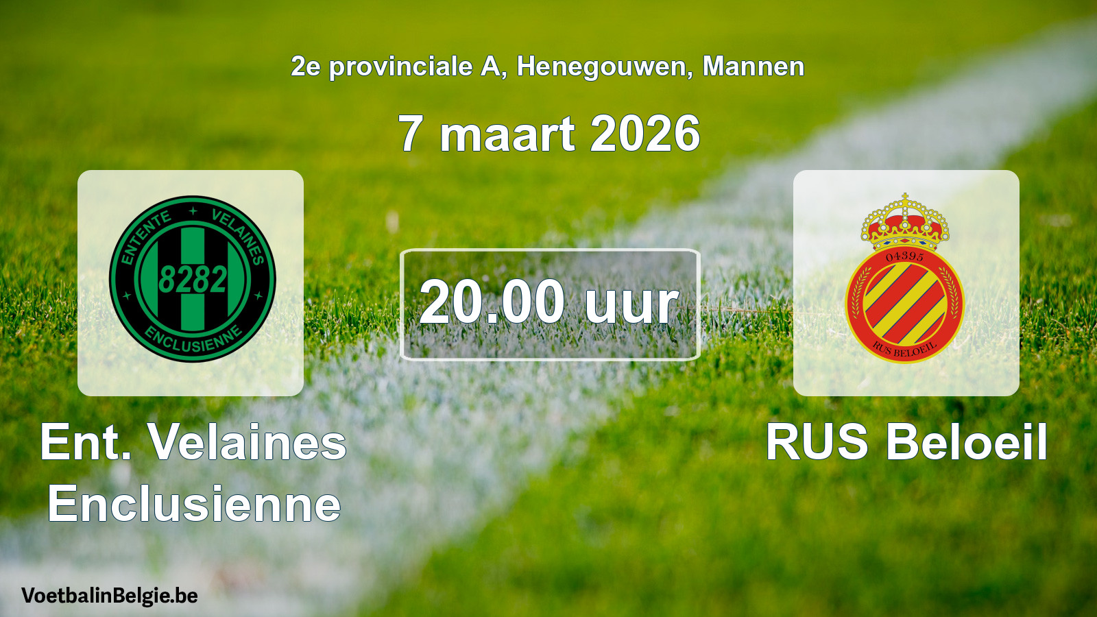Scheduled match men football: Ent. Velaines Enclusienne - RUS Beloeil (7 March 2026)