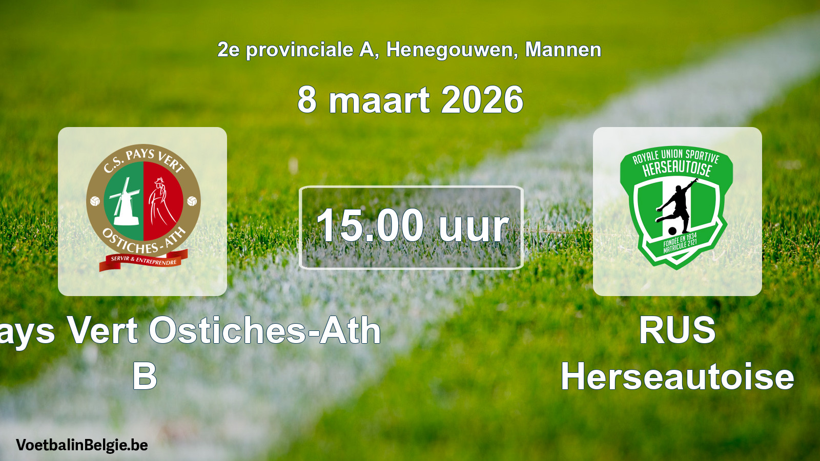 Scheduled match men football: CS Pays Vert Ostiches-Ath B - RUS Herseautoise (8 March 2026)