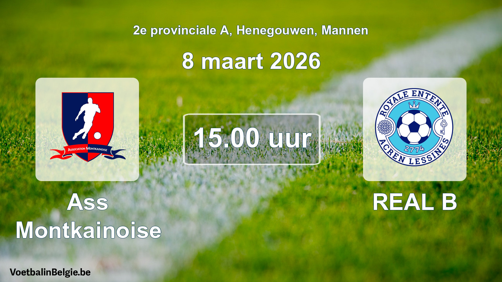 Scheduled match men football: Ass Montkainoise - REAL B (8 March 2026)