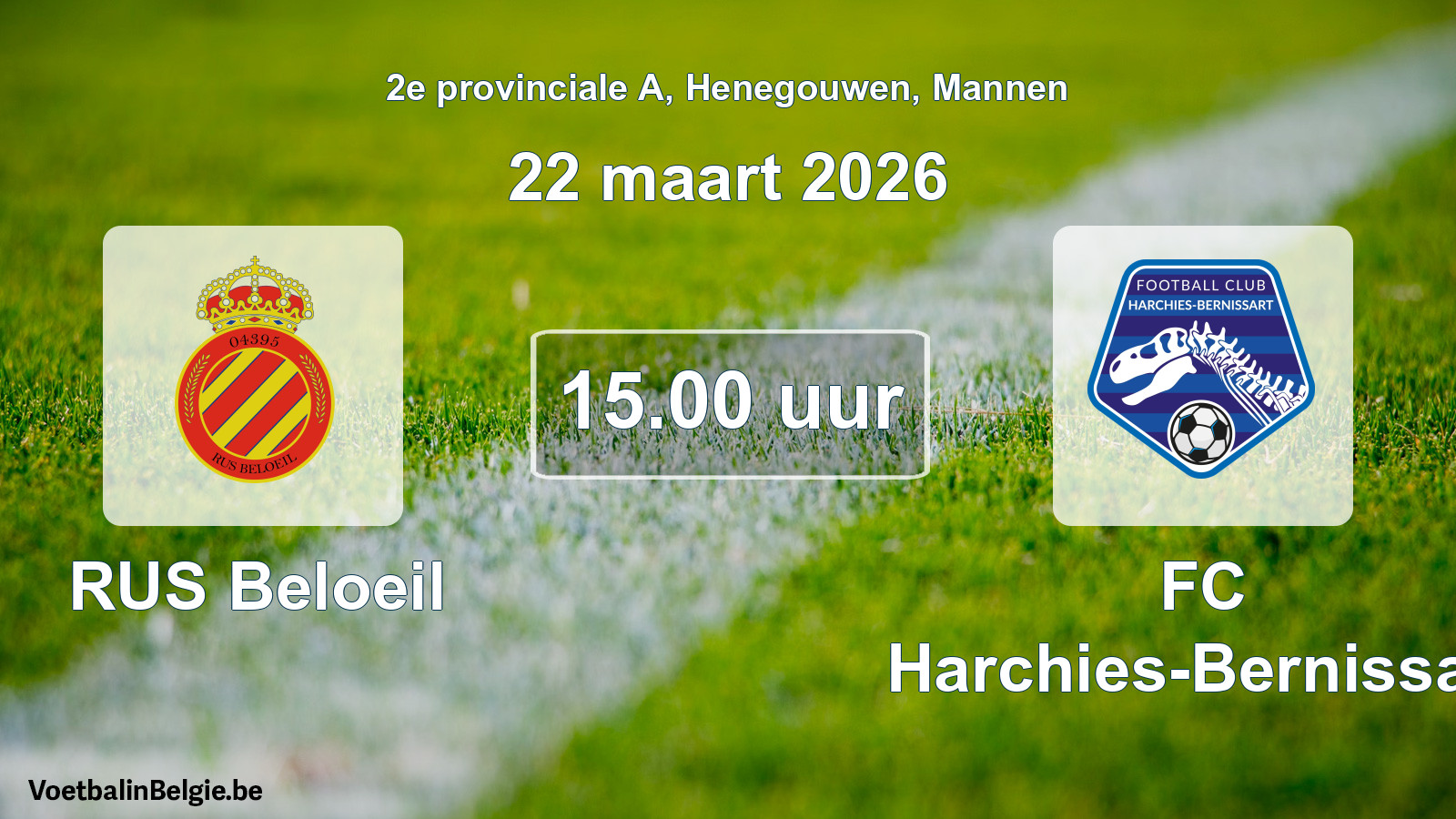 Scheduled match men football: RUS Beloeil - FC Harchies-Bernissart (22 March 2026)