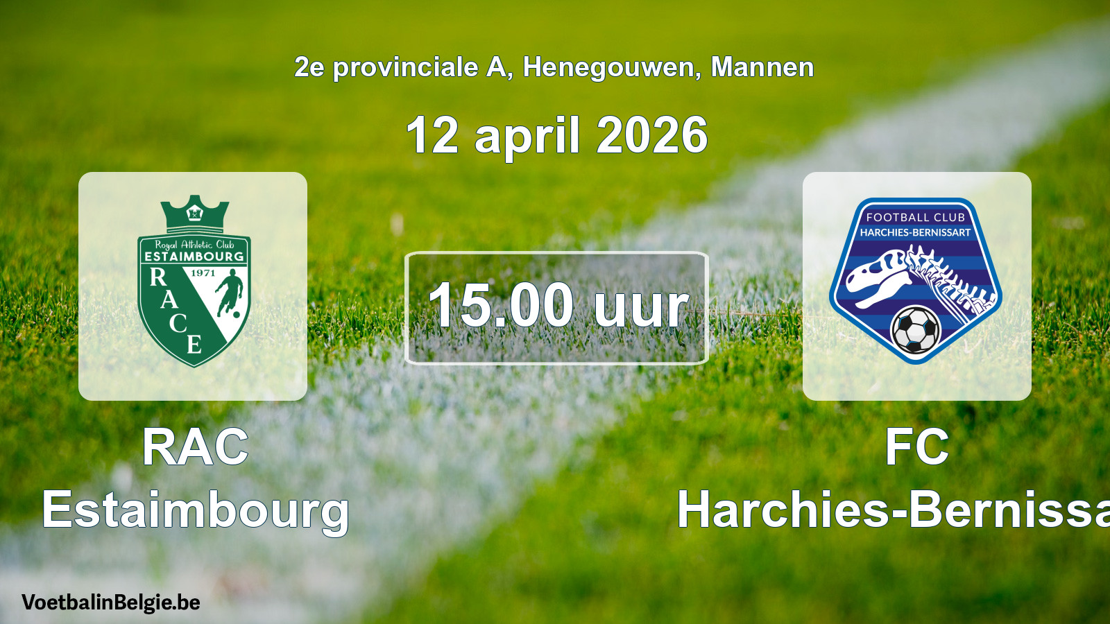 Scheduled match men football: RAC Estaimbourg - FC Harchies-Bernissart (12 April 2026)