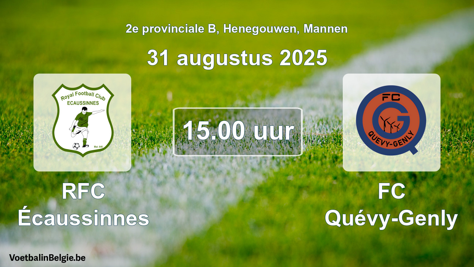 Scheduled match men football: RFC Écaussinnes - FC Quévy-Genly (31 August 2025)