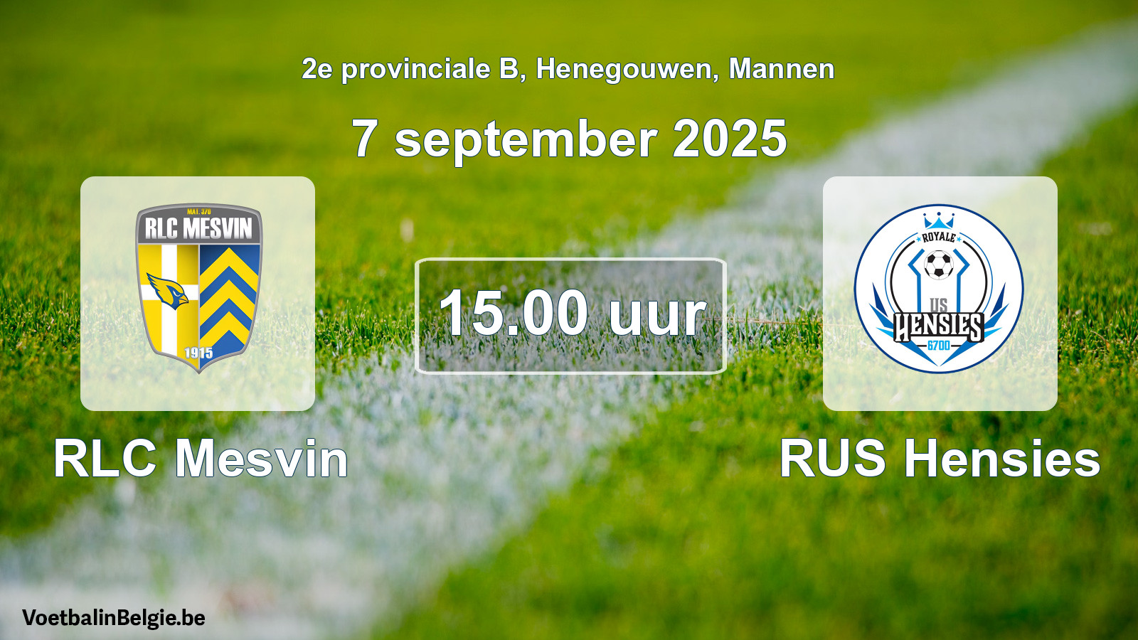 Scheduled match men football: RLC Mesvin - RUS Hensies (7 September 2025)
