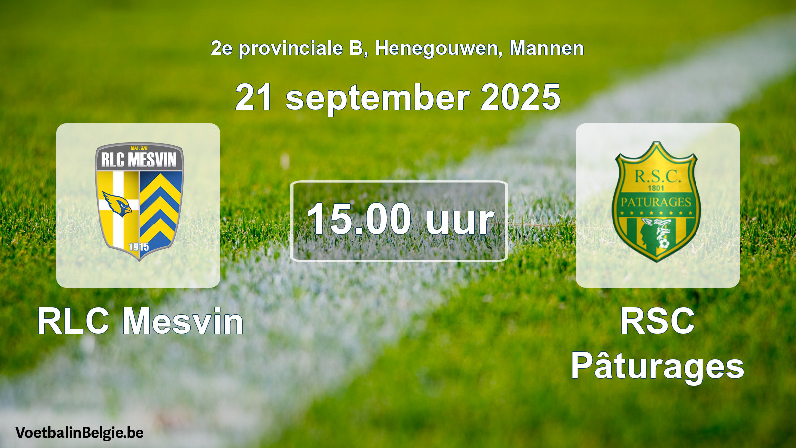 Scheduled match men football: RLC Mesvin - RSC Pâturages (21 September 2025)