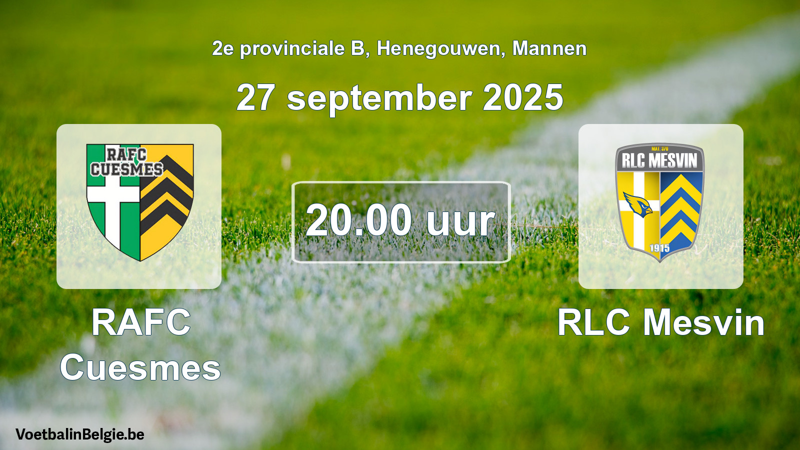 Scheduled match men football: RAFC Cuesmes - RLC Mesvin (27 September 2025)