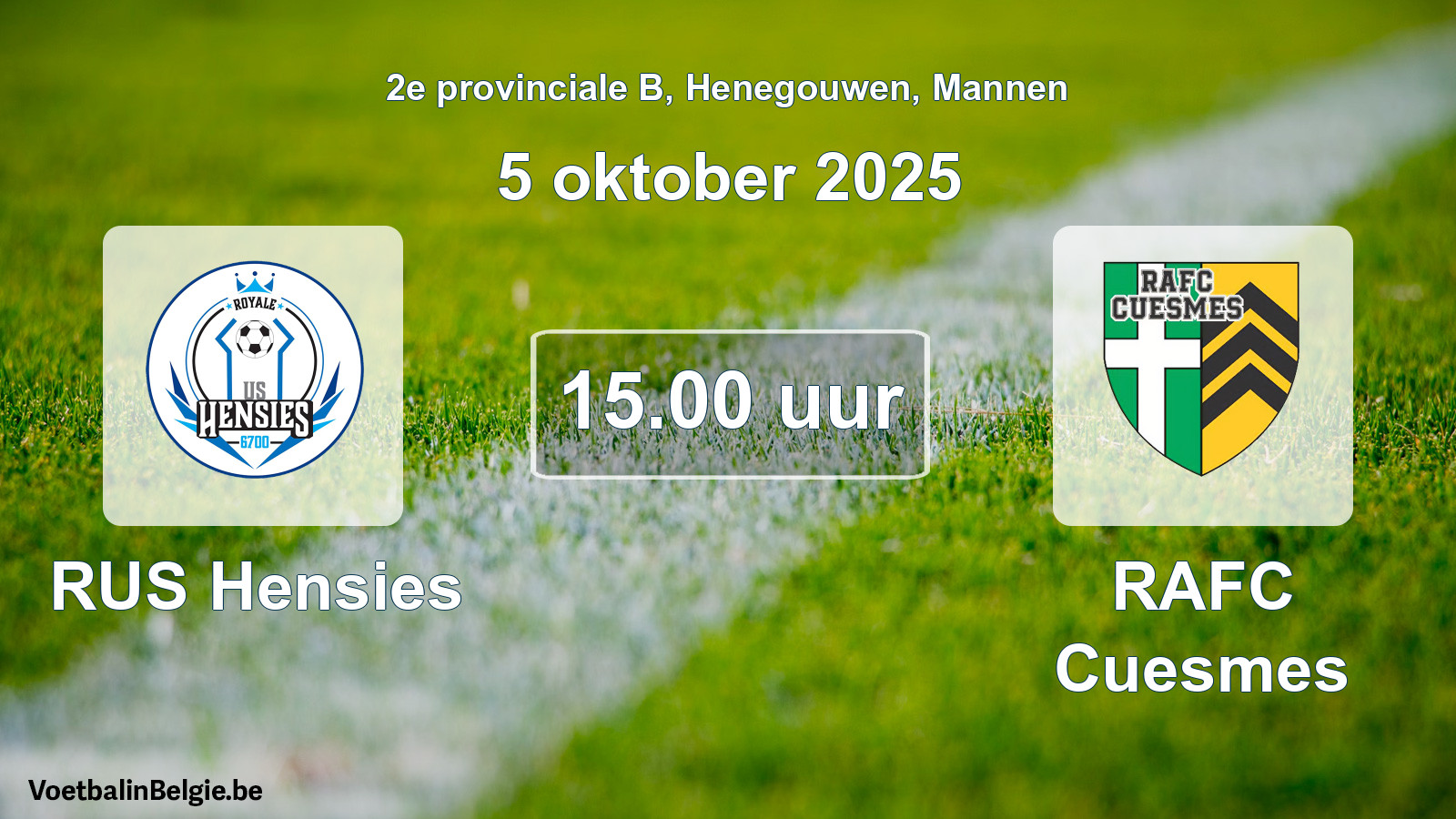 Scheduled match men football: RUS Hensies - RAFC Cuesmes (5 October 2025)