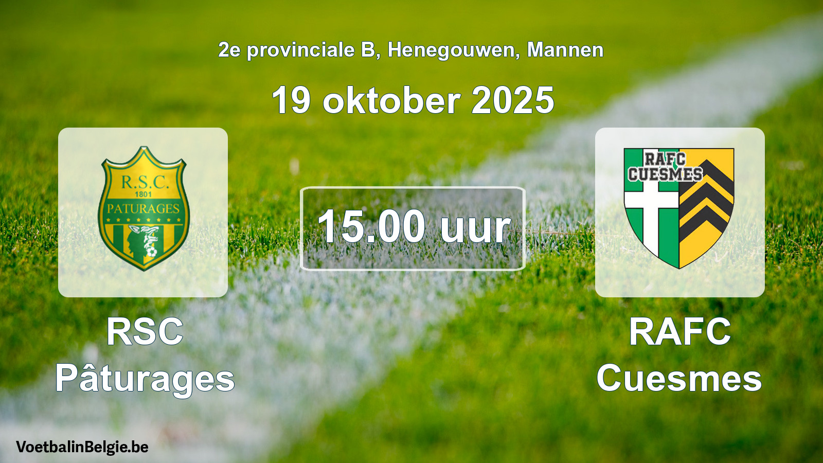 Scheduled match men football: RSC Pâturages - RAFC Cuesmes (19 October 2025)