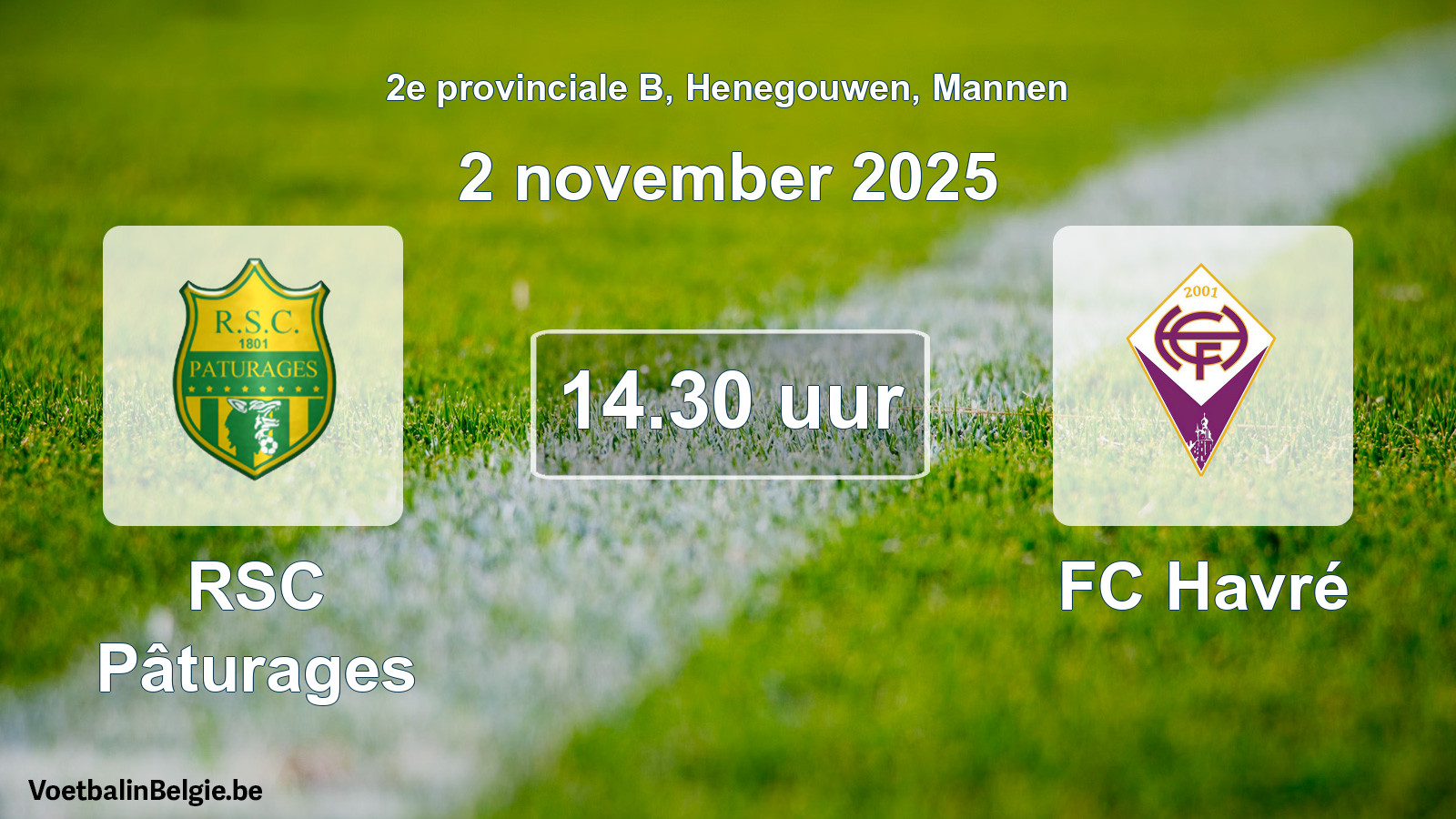 Scheduled match men football: RSC Pâturages - FC Havré (2 November 2025)