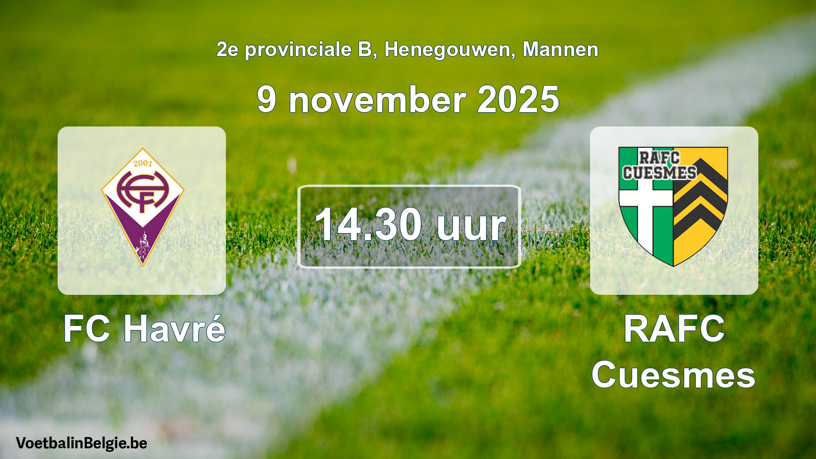 Scheduled match men football: FC Havré - RAFC Cuesmes (9 November 2025)
