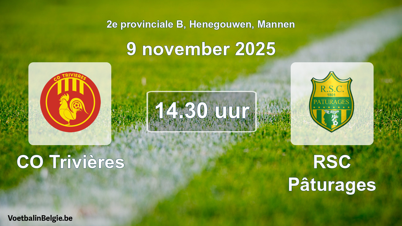 Scheduled match men football: CO Trivières - RSC Pâturages (9 November 2025)