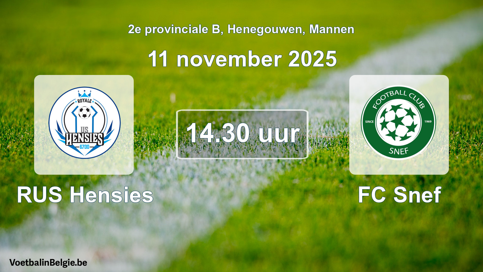Scheduled match men football: RUS Hensies - FC Snef (11 November 2025)