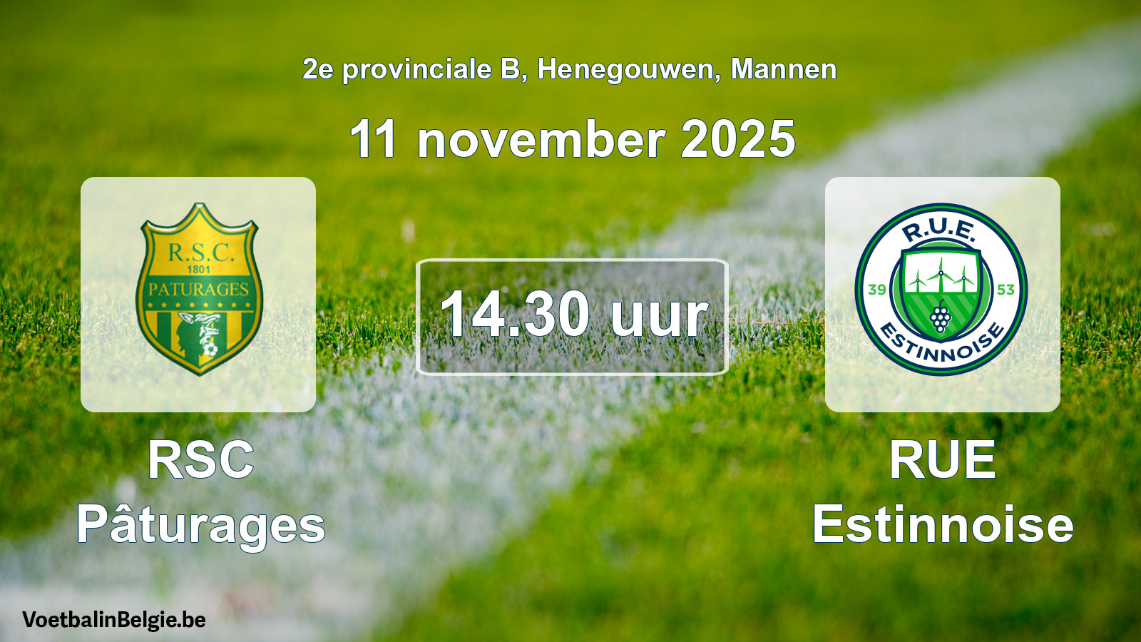 Geplande wedstrijd mannenvoetbal: RSC Pâturages - RUE Estinnoise (11 november 2025)