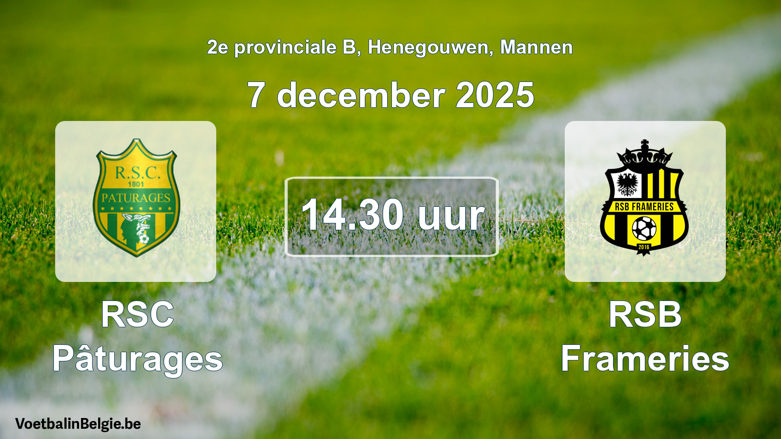Scheduled match men football: RSC Pâturages - RSB Frameries (7 December 2025)