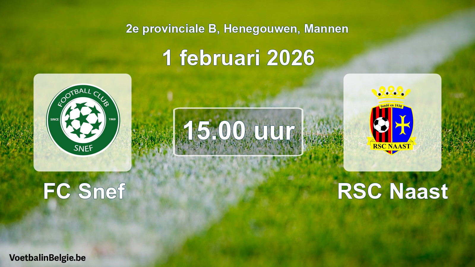 Scheduled match men football: FC Snef - RSC Naast (1 February 2026)