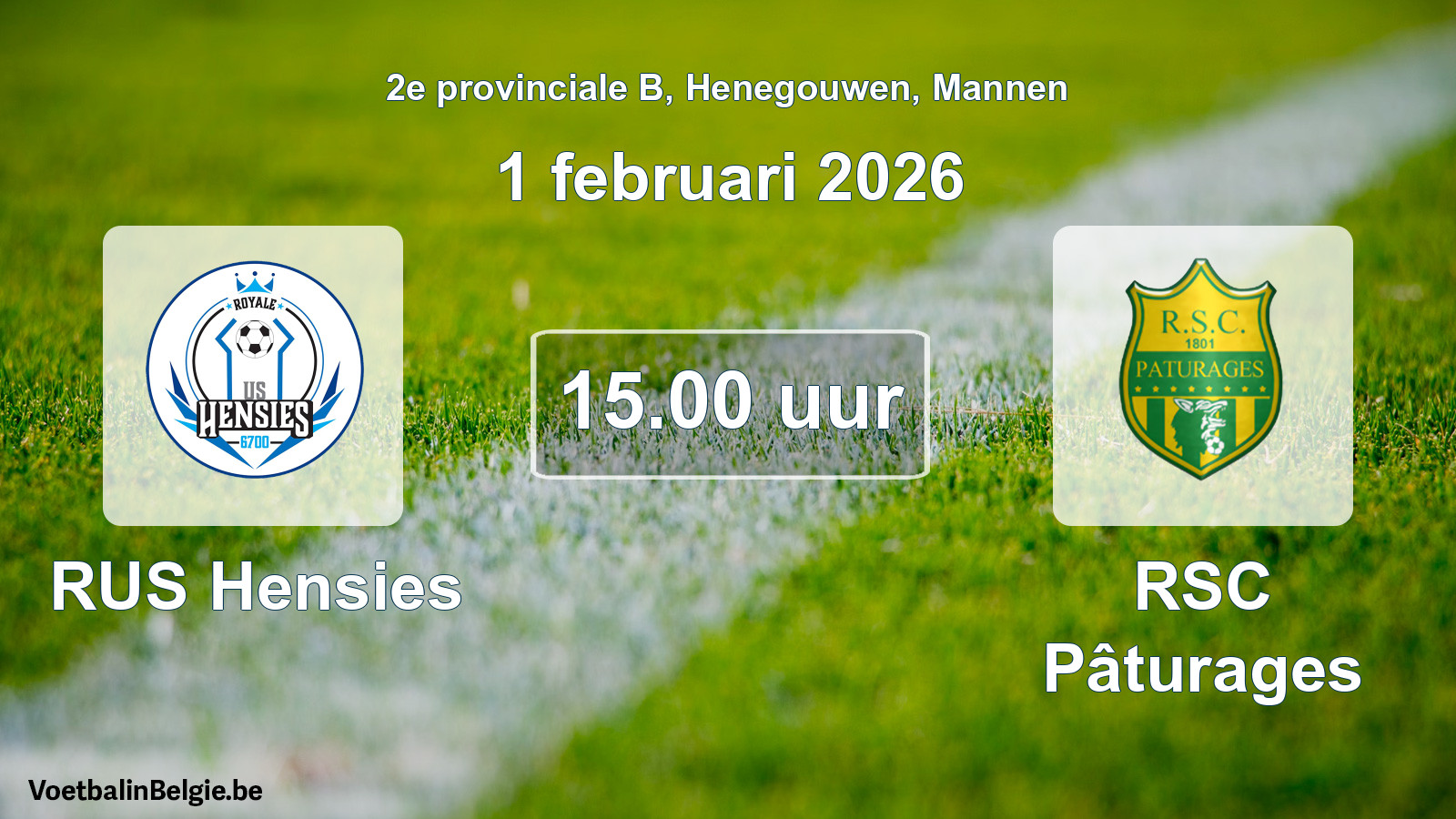 Scheduled match men football: RUS Hensies - RSC Pâturages (1 February 2026)