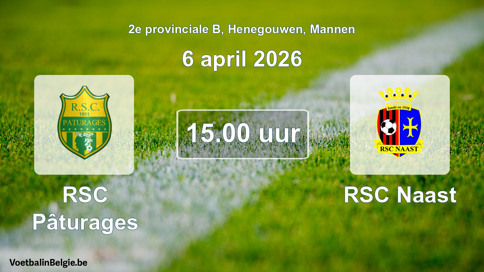 Scheduled match men football: RSC Pâturages - RSC Naast (6 April 2026)