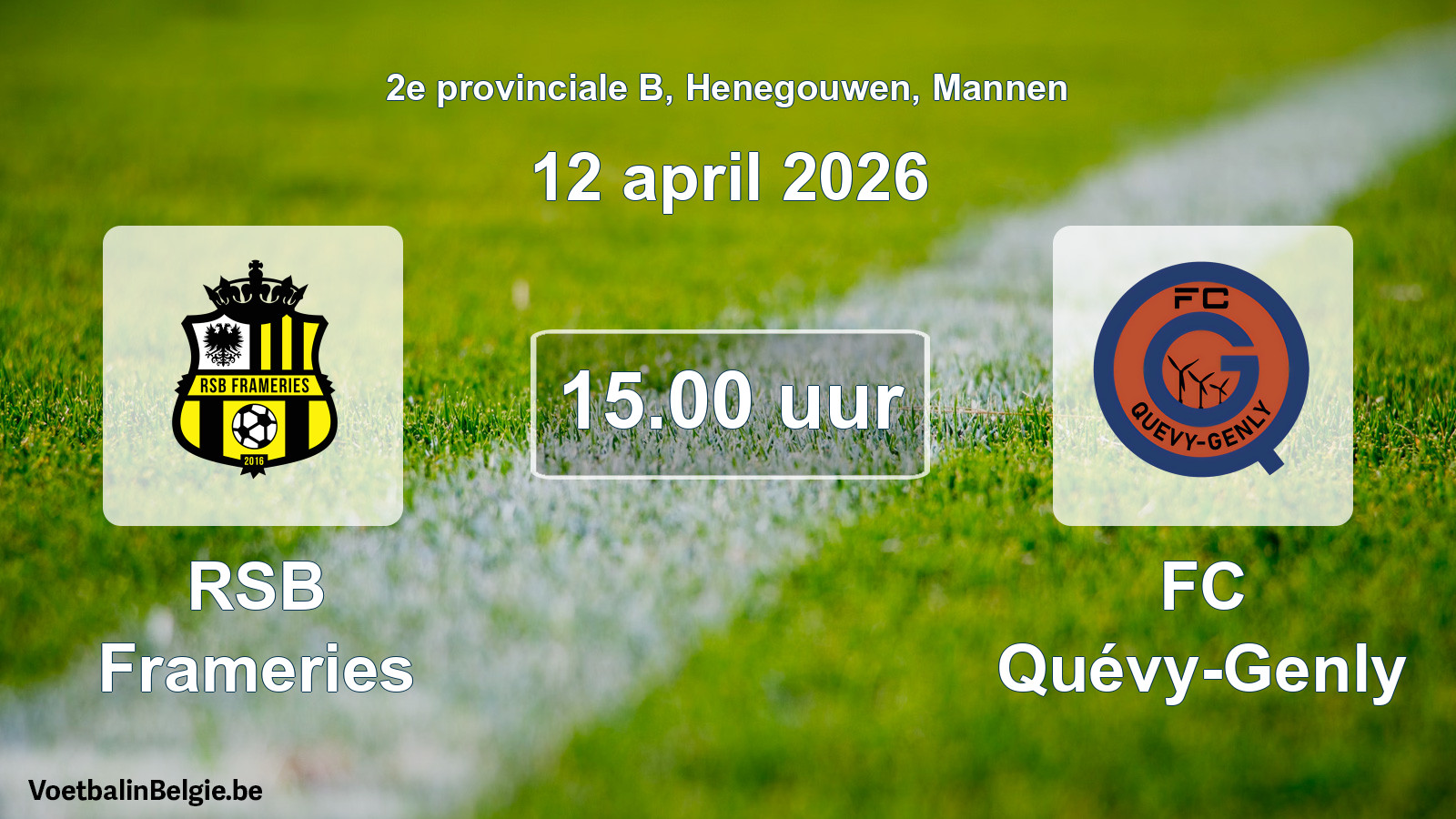 Scheduled match men football: RSB Frameries - FC Quévy-Genly (12 April 2026)