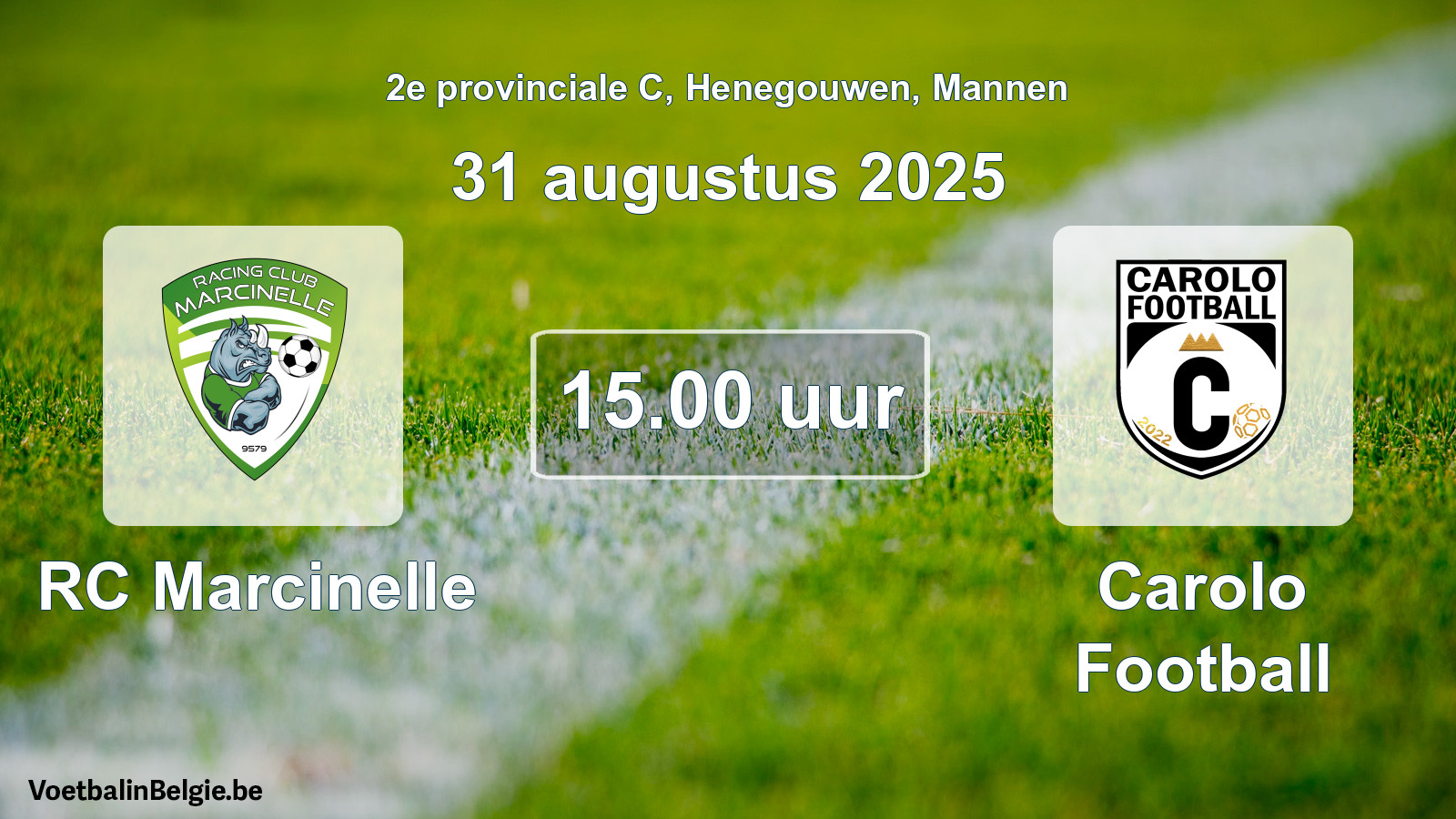Geplande wedstrijd mannenvoetbal: RC Marcinelle - Carolo Football (31 augustus 2025)