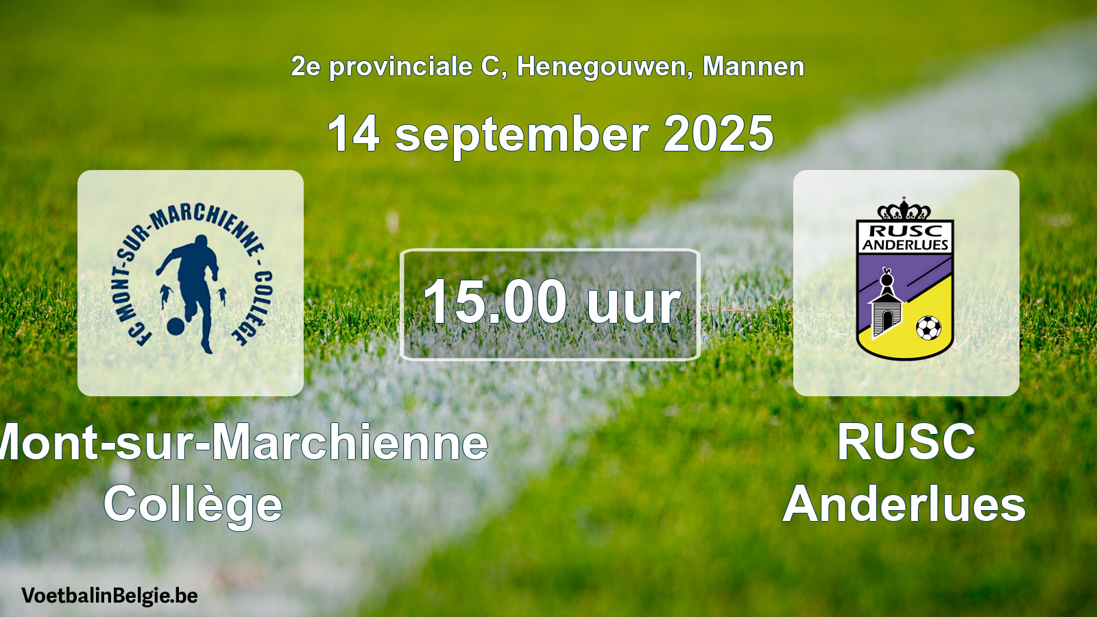 Scheduled match men football: FC Mont-sur-Marchienne Collège - RUSC Anderlues (14 September 2025)