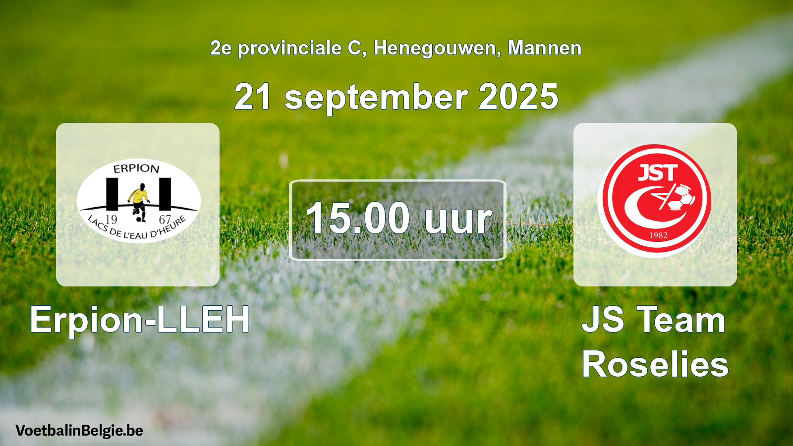 Scheduled match men football: Erpion-LLEH - JS Team Roselies (21 September 2025)