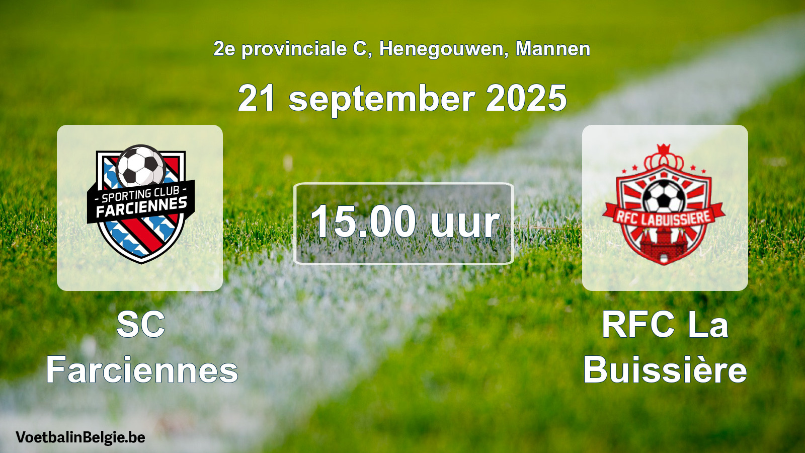 Scheduled match men football: SC Farciennes - RFC La Buissière (21 September 2025)