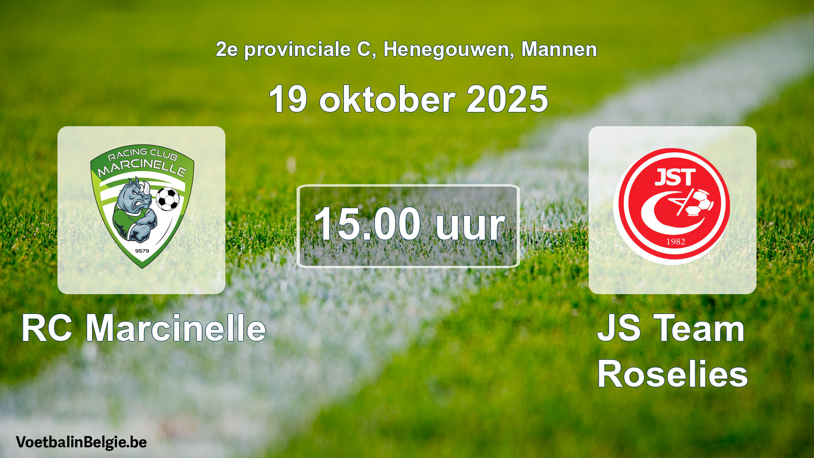 Scheduled match men football: RC Marcinelle - JS Team Roselies (19 October 2025)