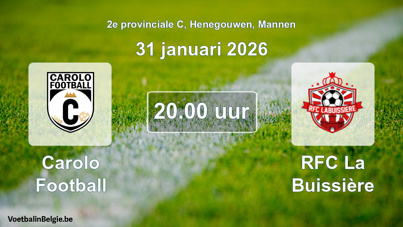 Scheduled match men football: Carolo Football - RFC La Buissière (31 January 2026)