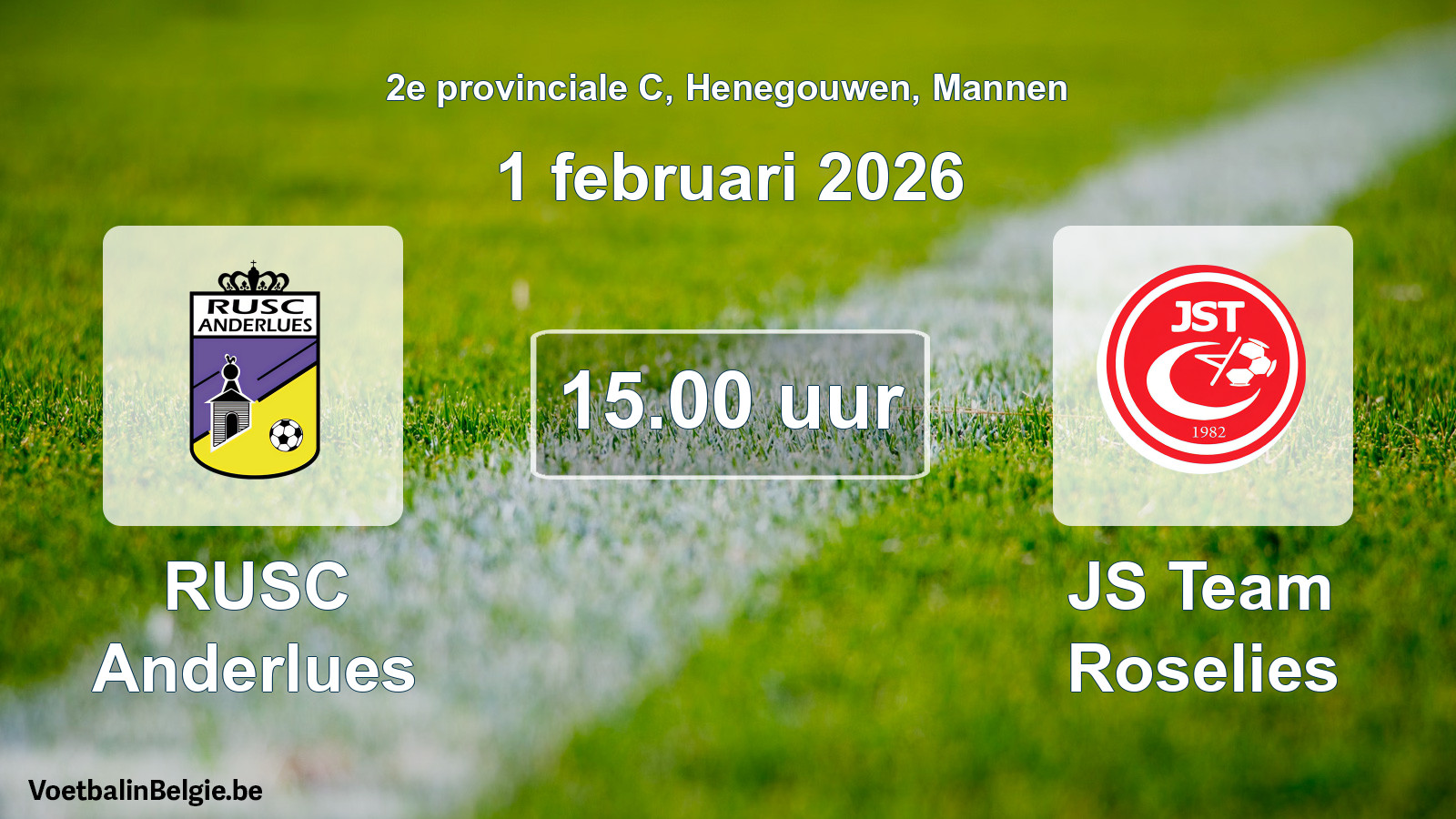 Scheduled match men football: RUSC Anderlues - JS Team Roselies (1 February 2026)