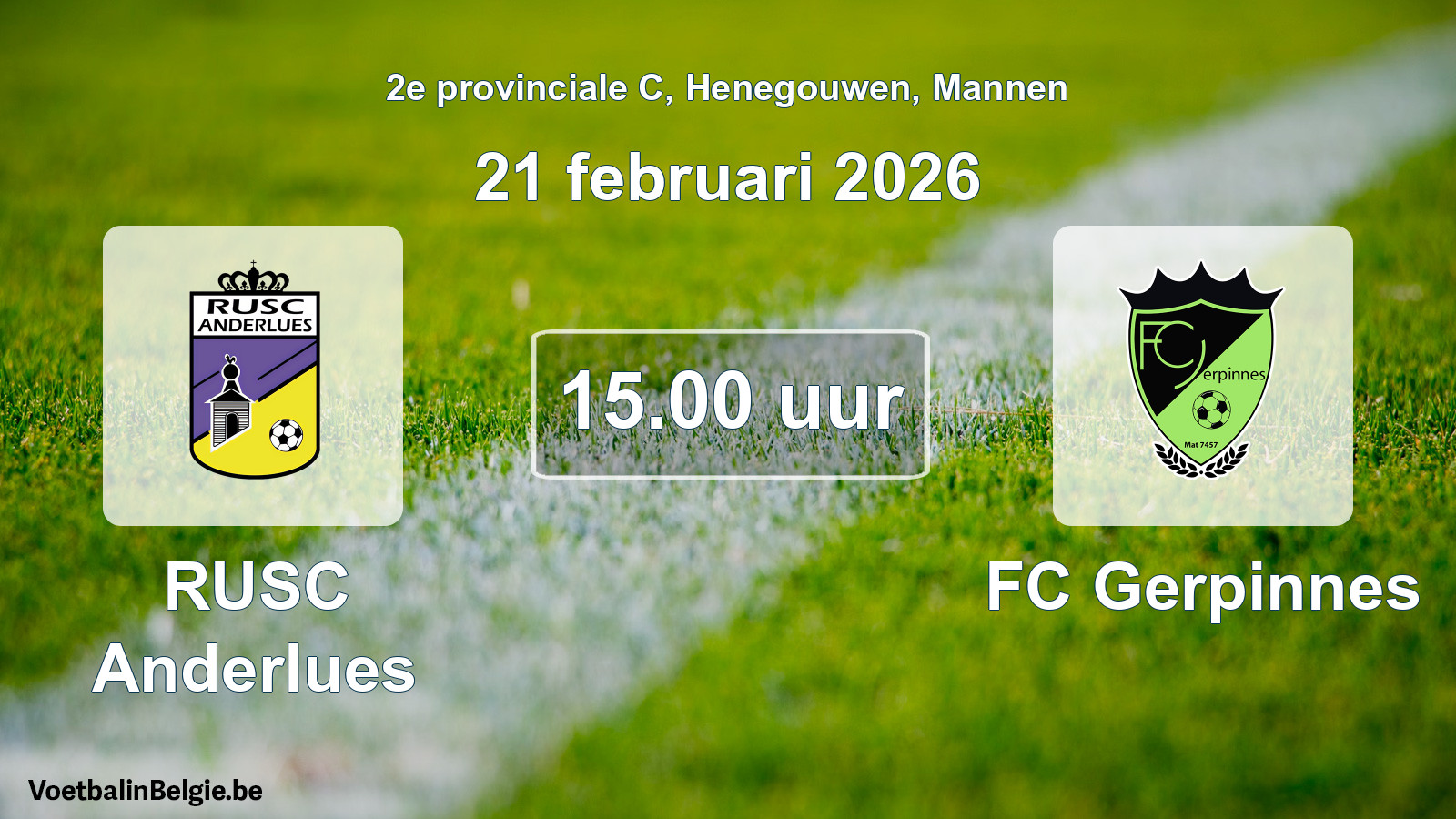 Scheduled match men football: RUSC Anderlues - FC Gerpinnes (21 February 2026)