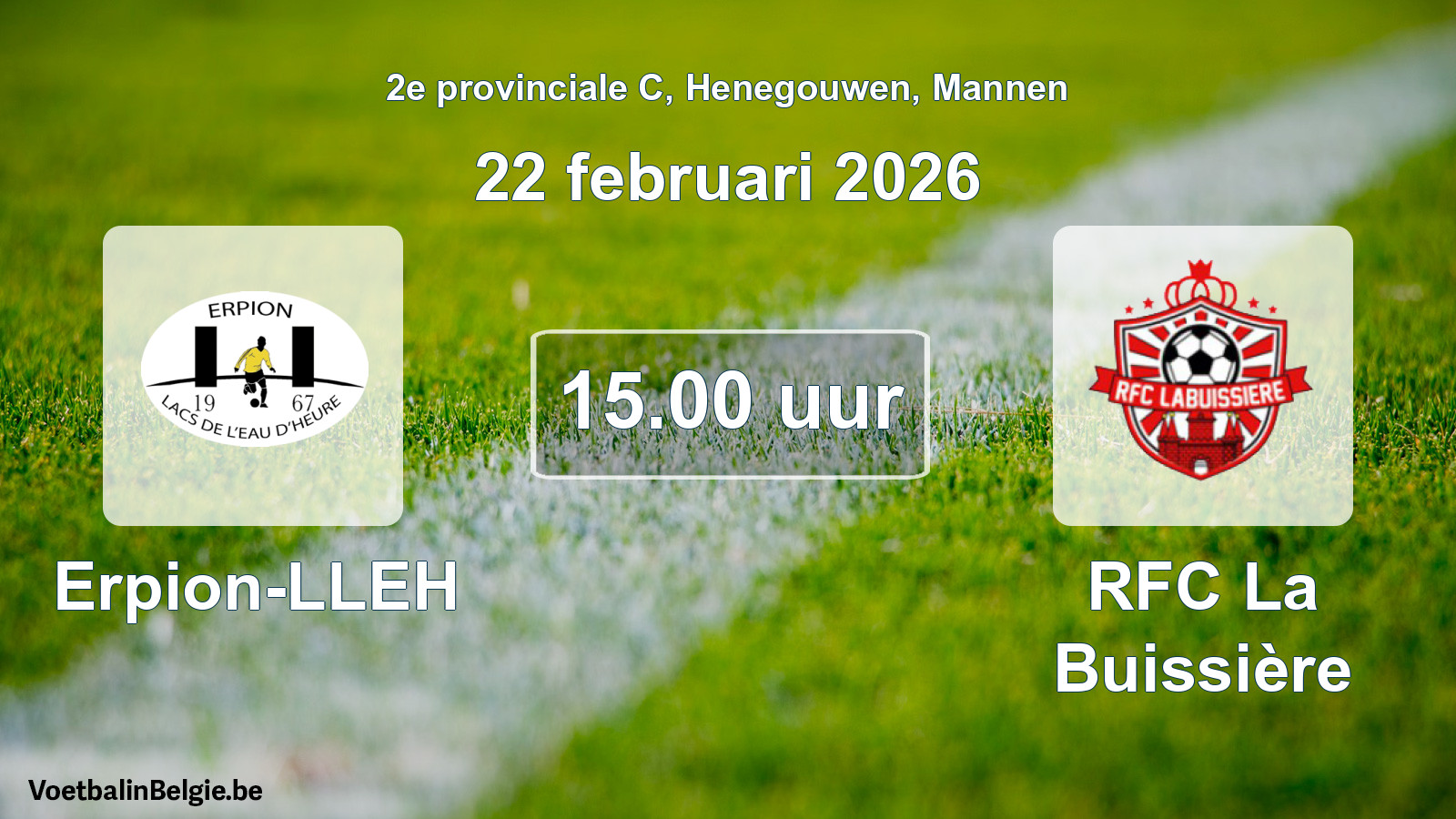 Scheduled match men football: Erpion-LLEH - RFC La Buissière (22 February 2026)