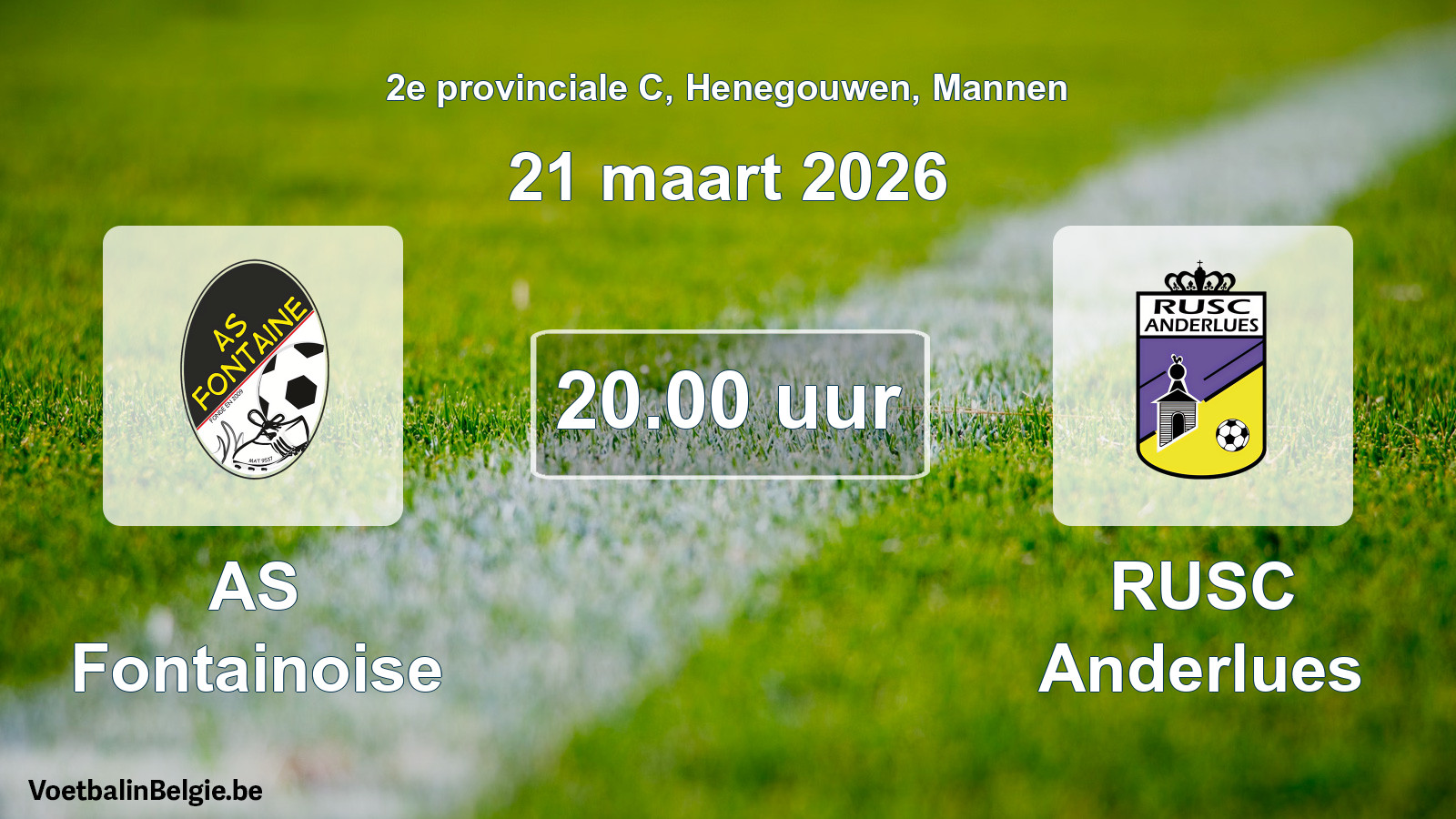Scheduled match men football: AS Fontainoise - RUSC Anderlues (21 March 2026)