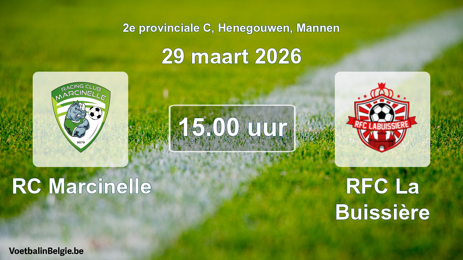 Scheduled match men football: RC Marcinelle - RFC La Buissière (29 March 2026)