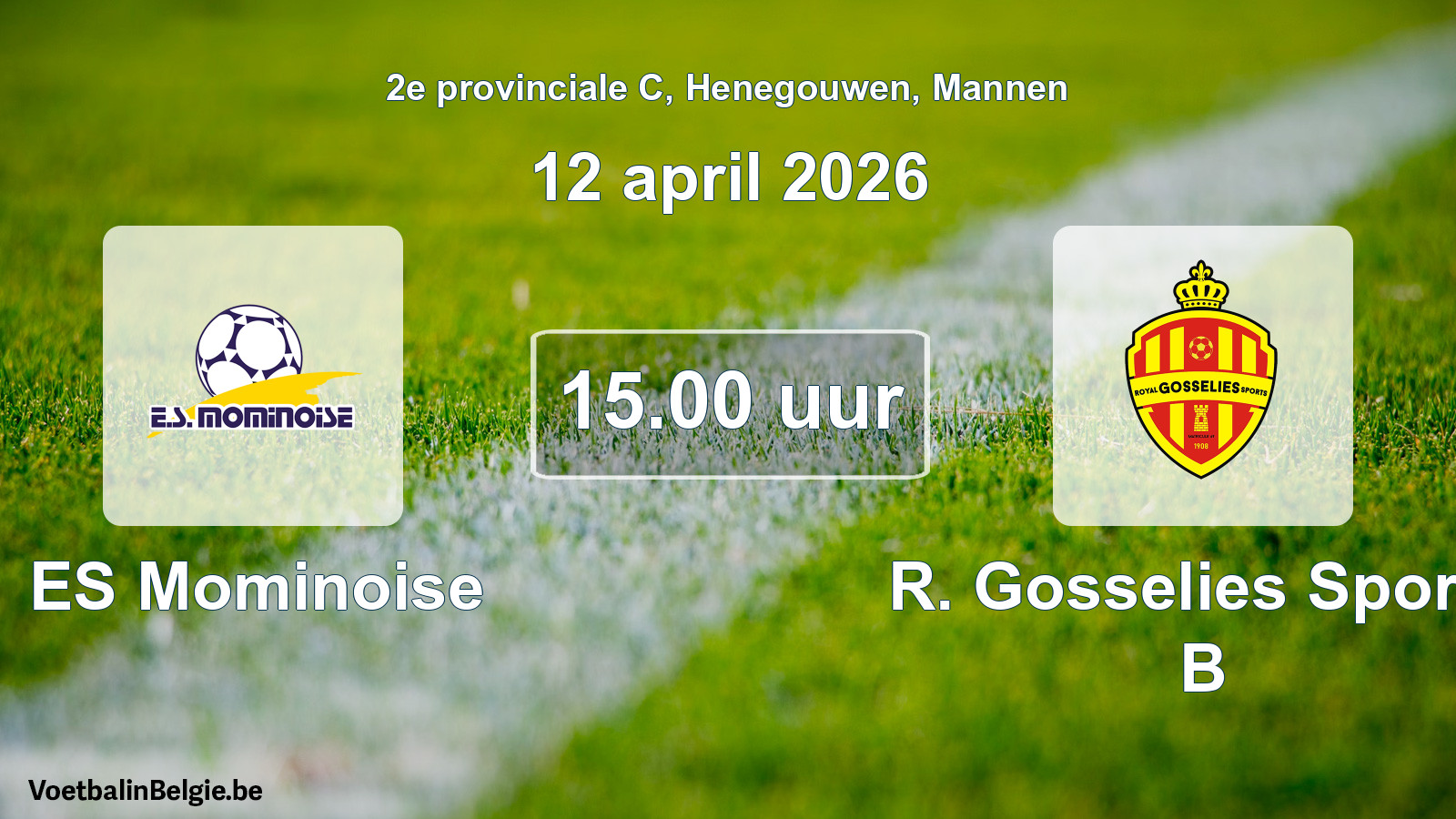 Geplantes Spiel männer-Fußball: ES Mominoise - R. Gosselies Sports B (12 April 2026)