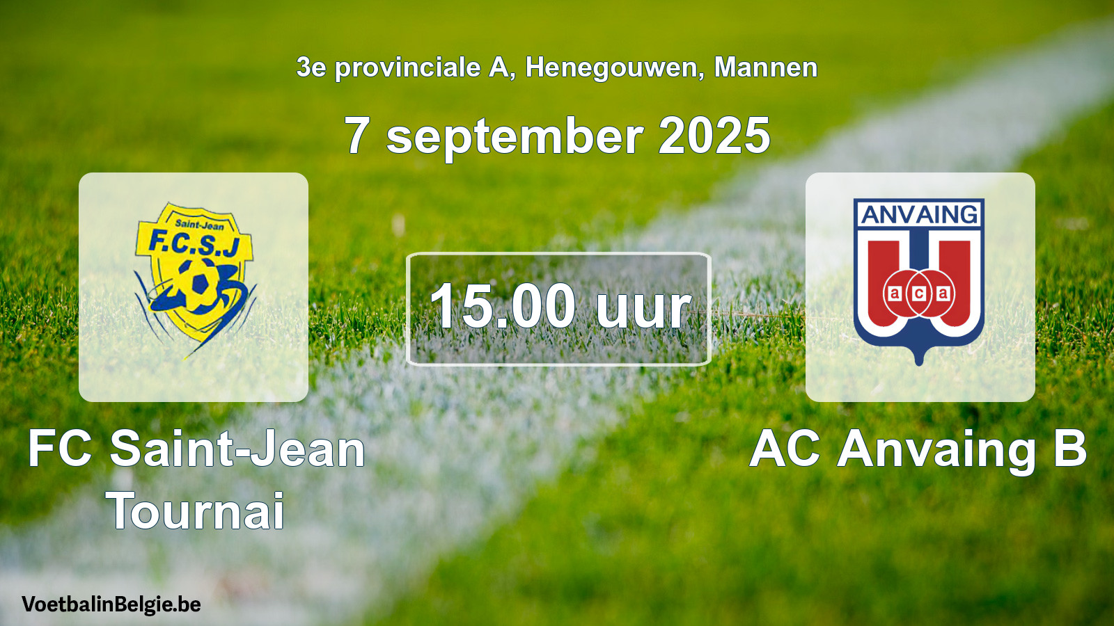 Scheduled match men football: FC Saint-Jean Tournai - AC Anvaing B (7 September 2025)
