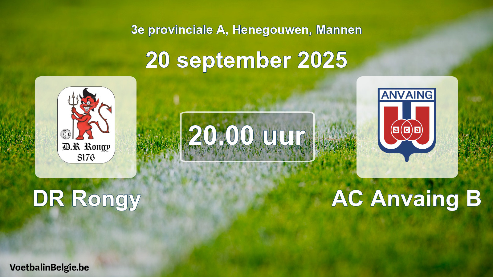 Scheduled match men football: DR Rongy - AC Anvaing B (20 September 2025)