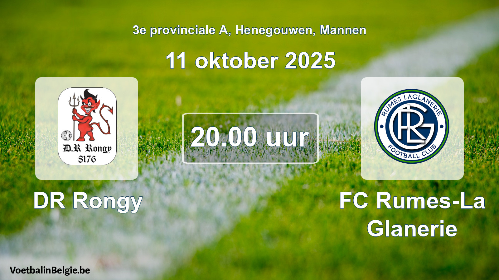 Geplande wedstrijd mannenvoetbal: DR Rongy - FC Rumes-La Glanerie (11 oktober 2025)
