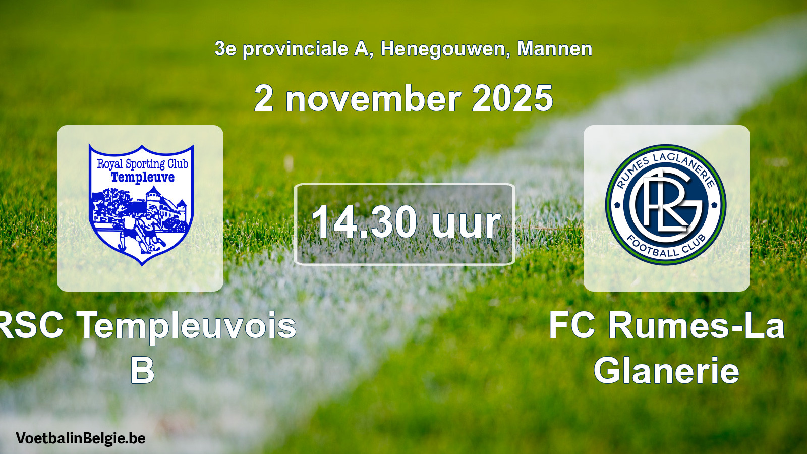 Scheduled match men football: RSC Templeuvois B - FC Rumes-La Glanerie (2 November 2025)