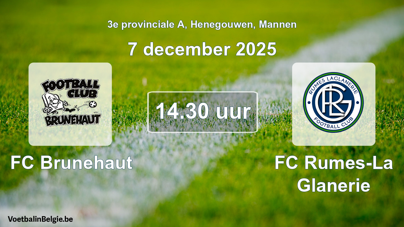 Geplande wedstrijd mannenvoetbal: FC Brunehaut - FC Rumes-La Glanerie (7 december 2025)